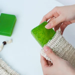 Túi Sợi Dây Đay Tự Phân Hủy, Túi Đựng Xà Phòng Tạo Bọt Có Dây Rút Thành Phần Sợi Thiên Nhiên Hạt Gỗ 9*14cm