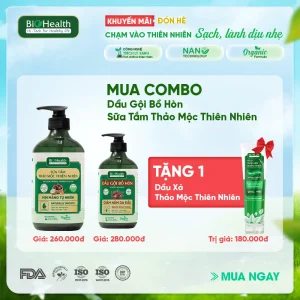 Combo Dầu Gội Bồ Hòn 290ml & Sữa Tắm Thảo Mộc Thiên Nhiên 470ml BioHealth