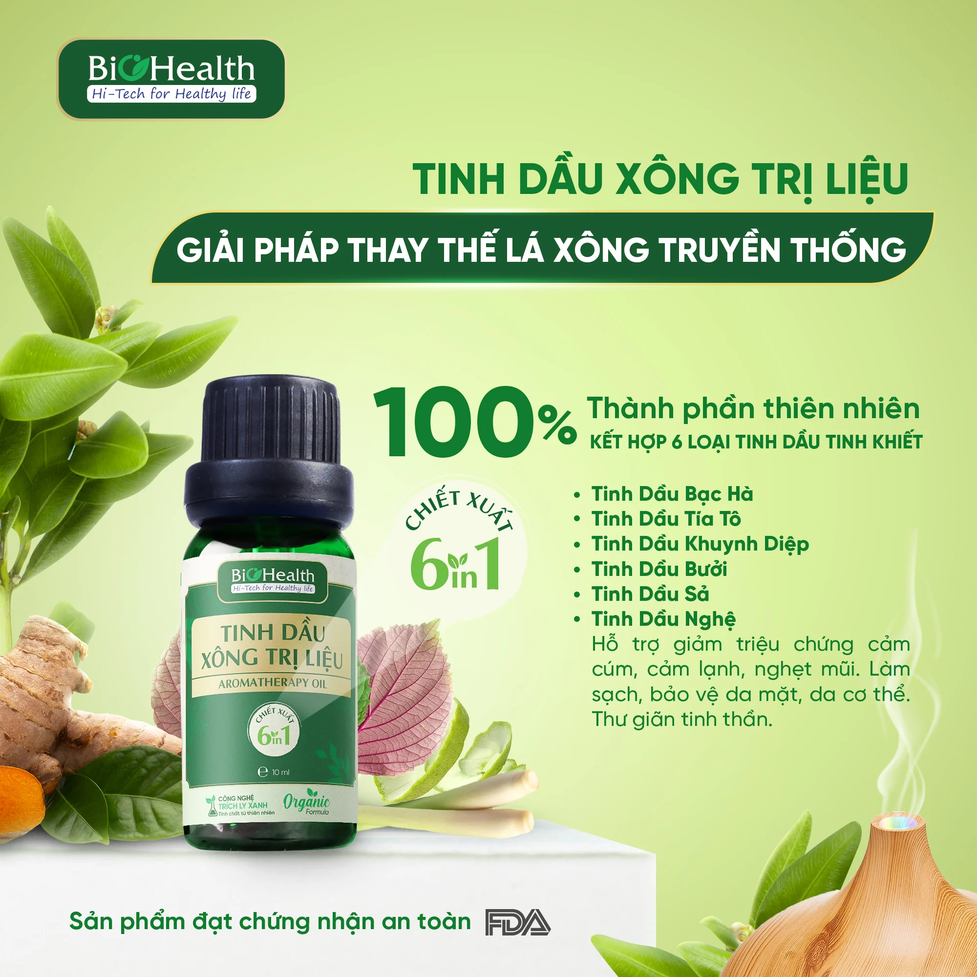 Tinh Dầu Xông Trị Liệu BioHealth Hỗ Trợ Giải Cảm Giảm Căng Thẳng 10ml