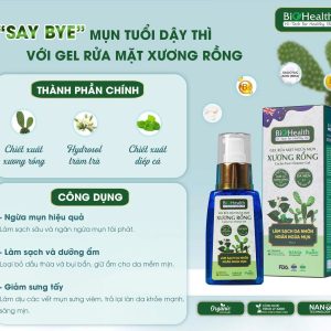Gel Rửa Mặt Ngừa Mụn Xương Rồng BioHealth, Làm Sạch Da Nhờn, Ngăn Ngừa Mụn, Phục Hồi Tổn Thương Do Mụn 60ml
